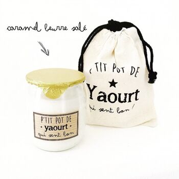 Bougie Végétale Artisanale "Pot De Yaourt" Caramel Beurre Salé