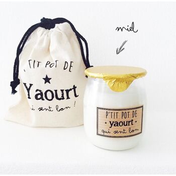 Bougie Végétale Artisanale "Pot De Yaourt" Miel