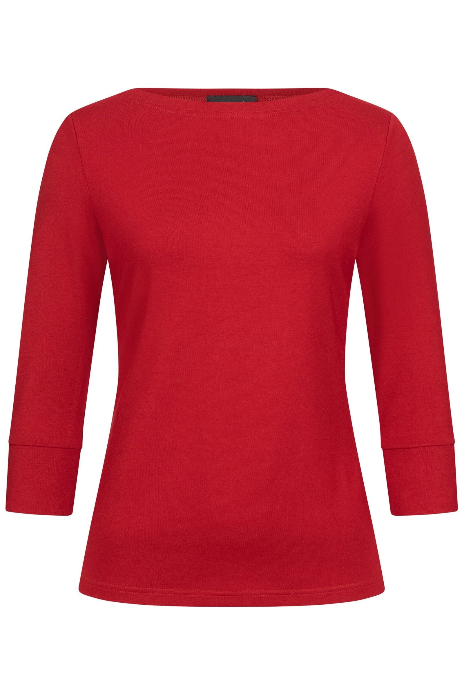 Top con cuello barco rojo