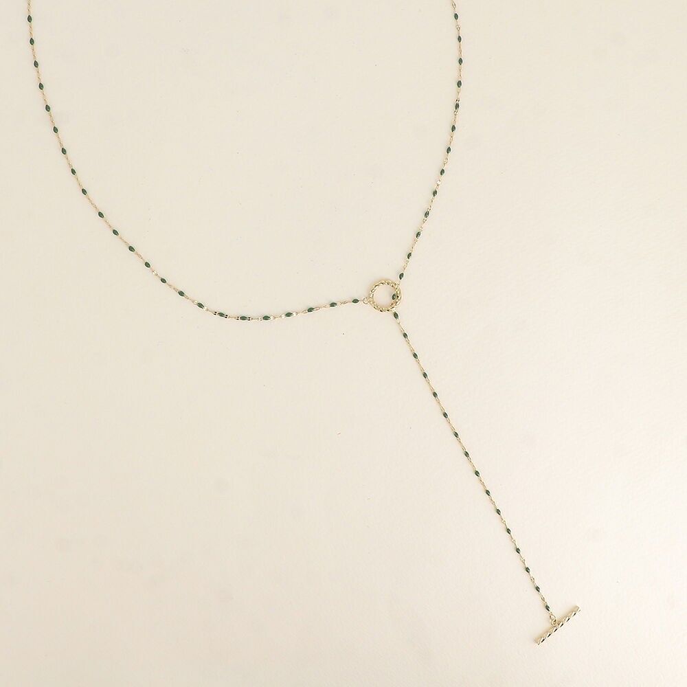 Collana o cravatta a Y - catena smaltata e chiusura a barilotto