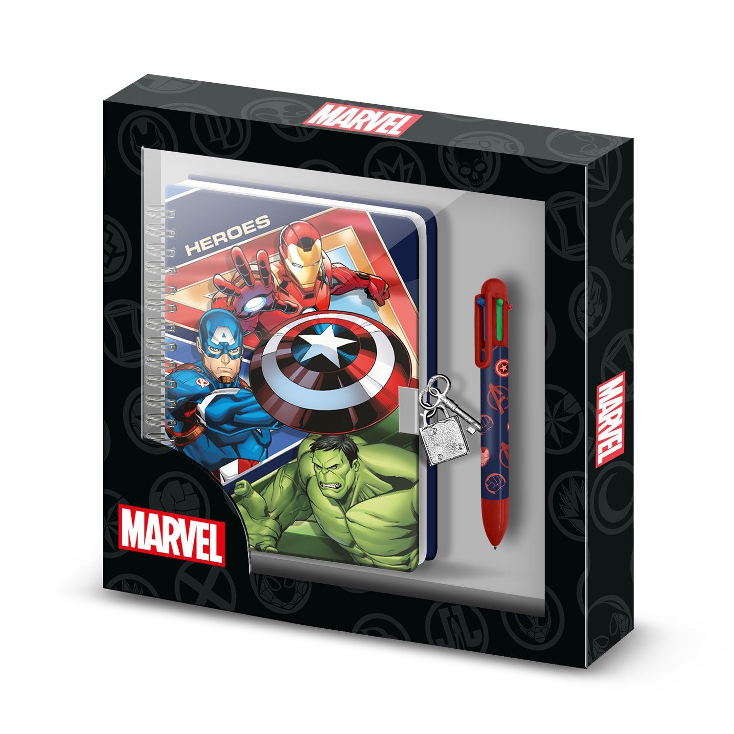 Marvel Avengers Battle Pack A5-Tagebuch + 6-Farben-Stift, Blau