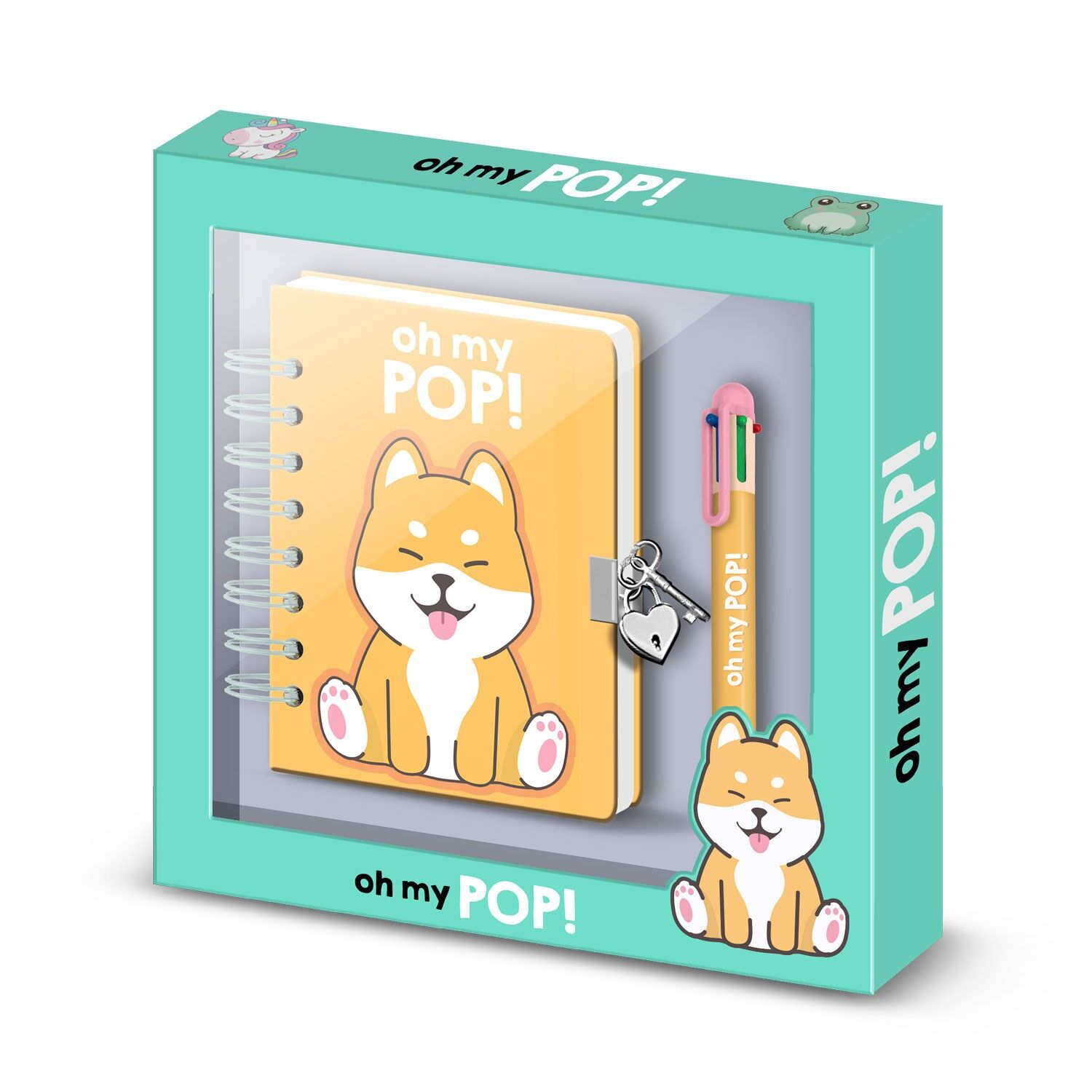 Oh My Pop Shiba – A5-Tagebuchpaket + 6-Farben-Stift, mehrfarbig