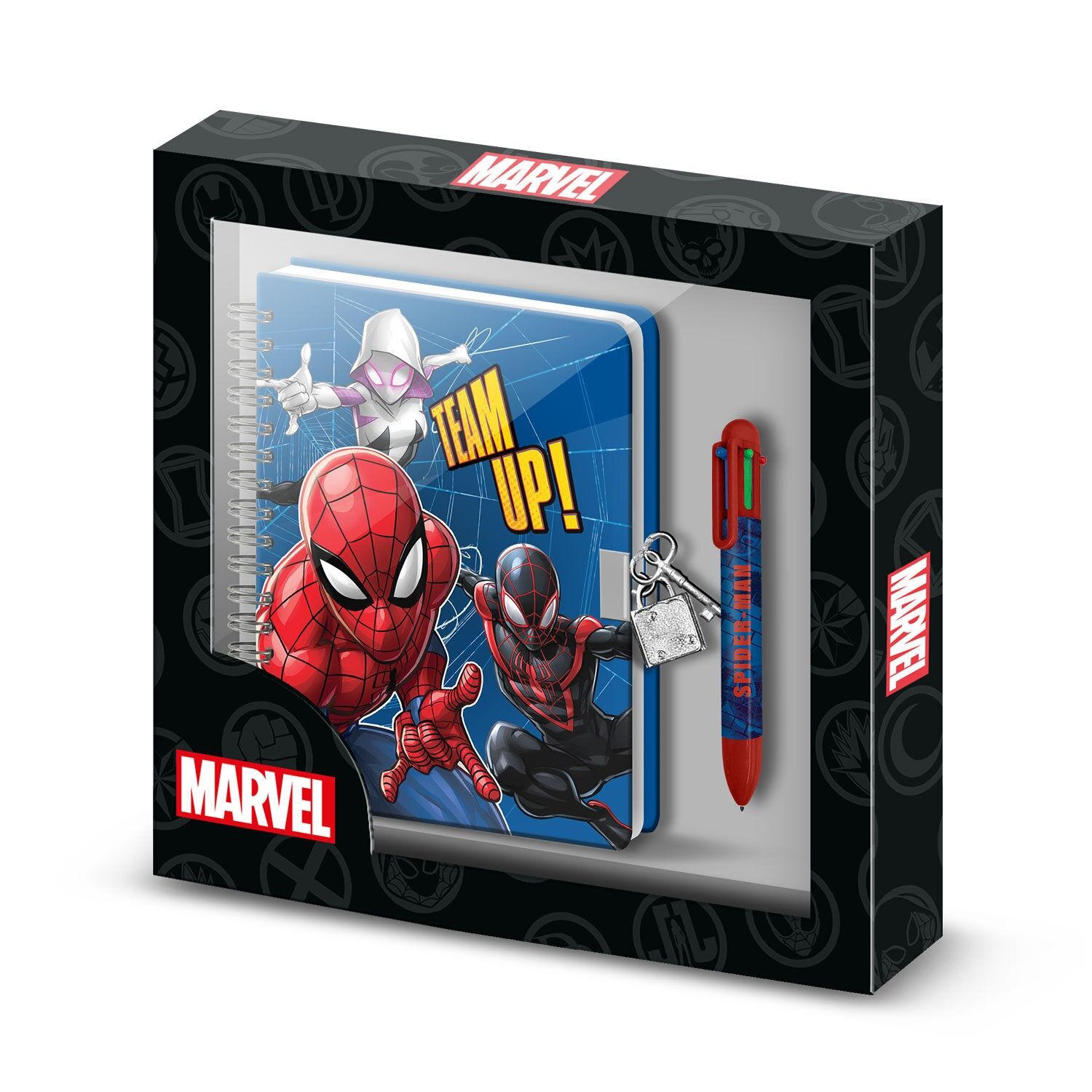 Marvel Spiderman Best Team – A5-Tagebuchpaket + 6-Farben-Stift, Blau