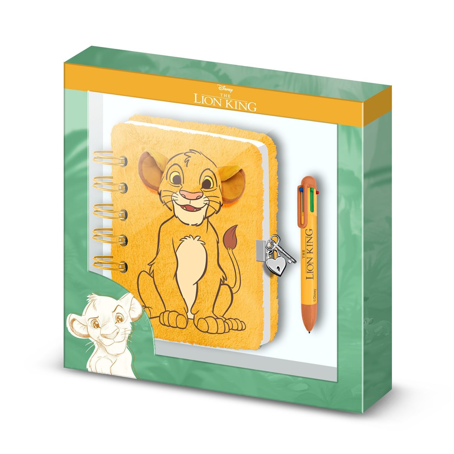 Disney Der König der Löwen Plüsch-Tagebuch-Sit-Pack + 6-Farben-Stift, Gelb