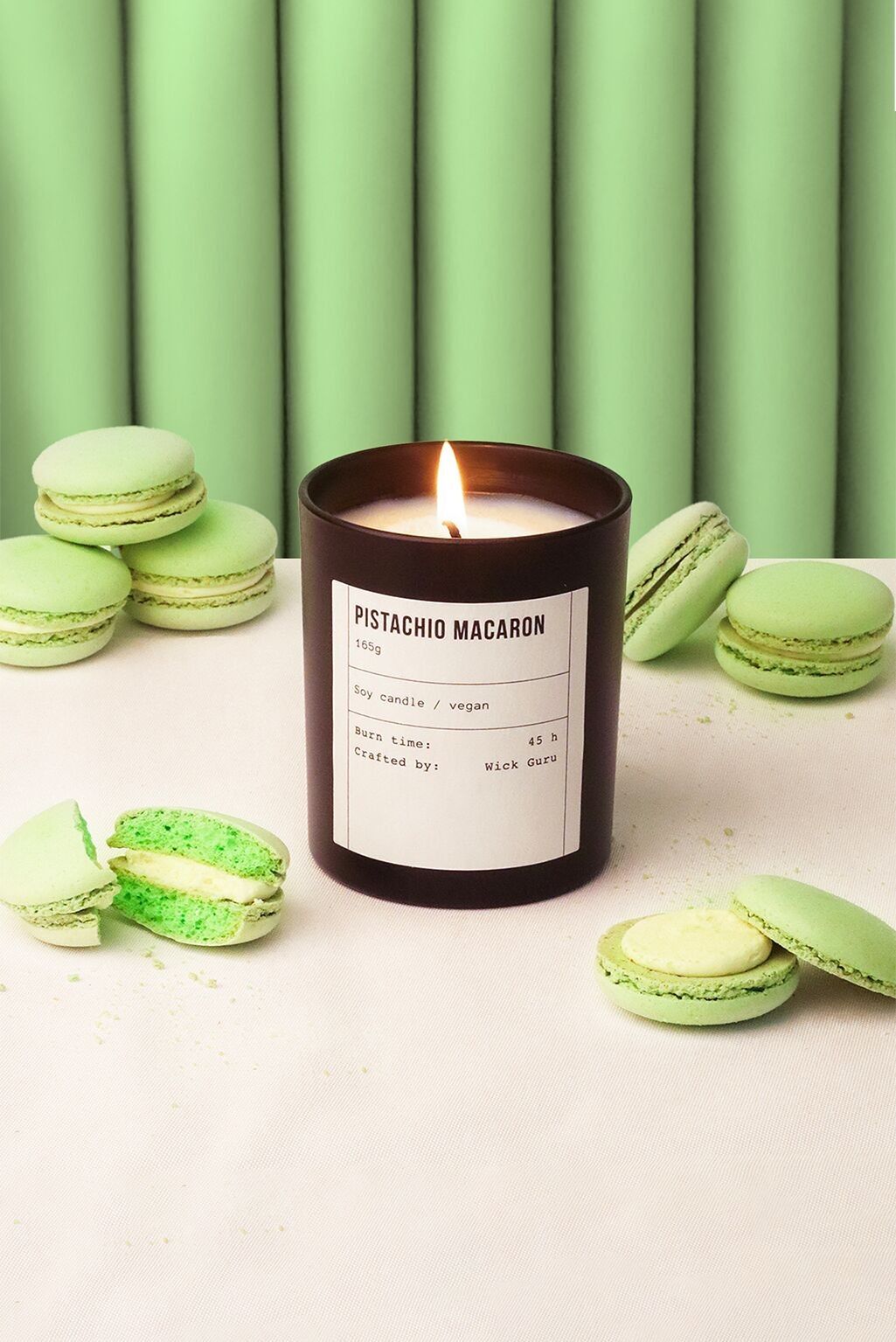 Candela Macaron al Pistacchio – Profumo di Pistacchio, Caramello e Meringa