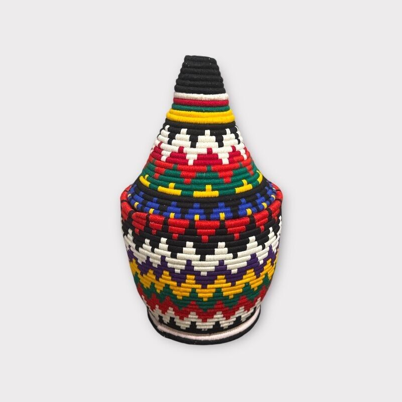 Cesta bereber L – AMANE Cesta marroquí de lana y hierba hecha a mano