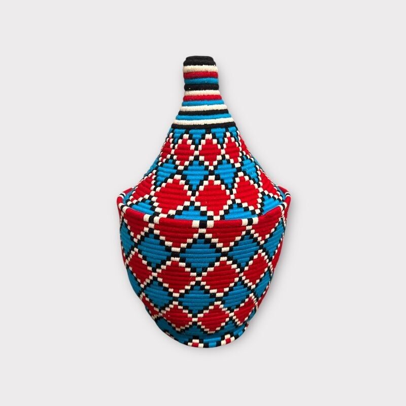 Berber Basket L – AMUD  Handmade Moroccan Wool & Grass Basket