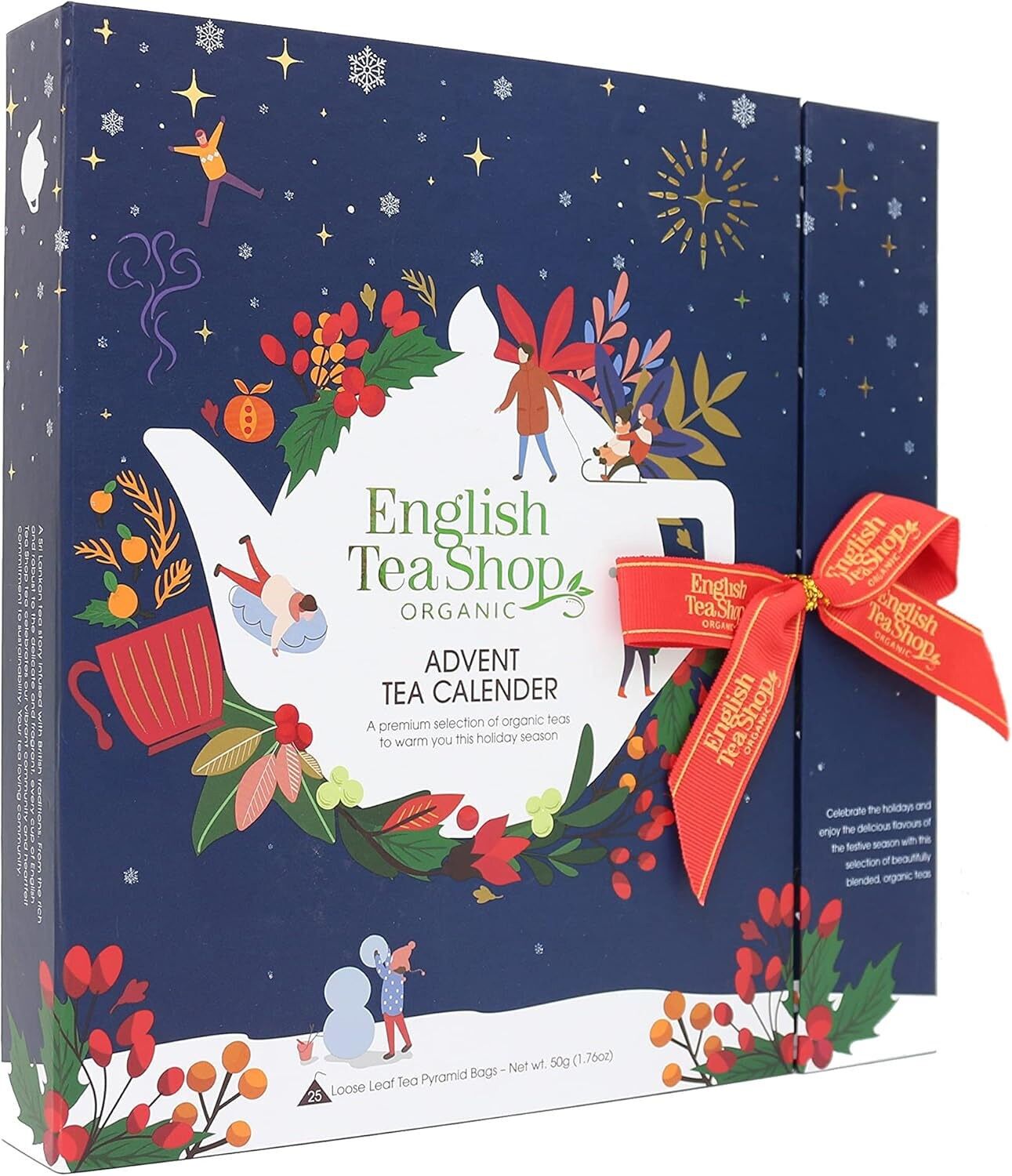 Calendrier de l'Avent de Noël bleu nuit de l'English Tea Shop, 25 sachets de thé
