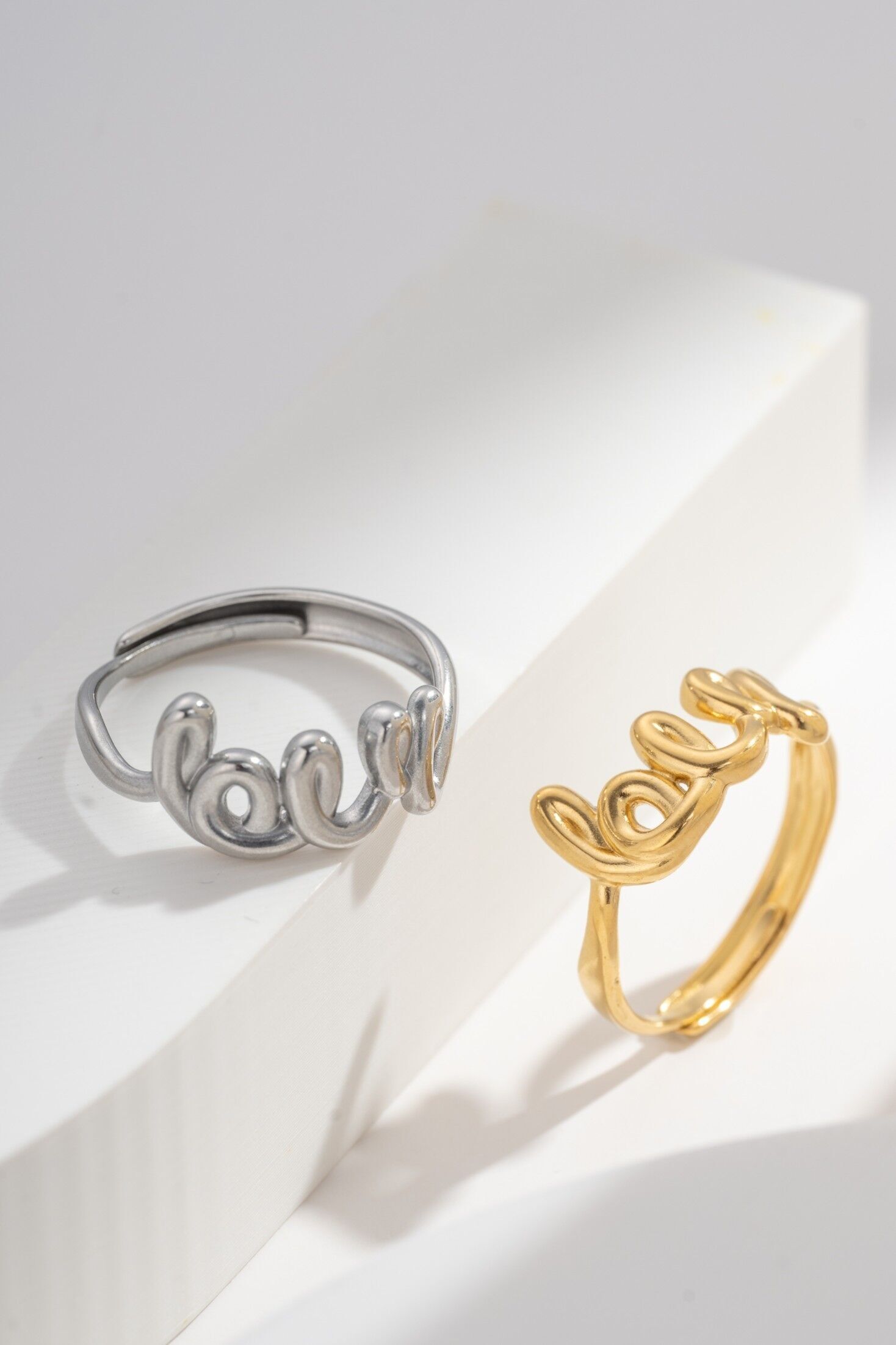 Verstellbarer Edelstahlring "LOVE"