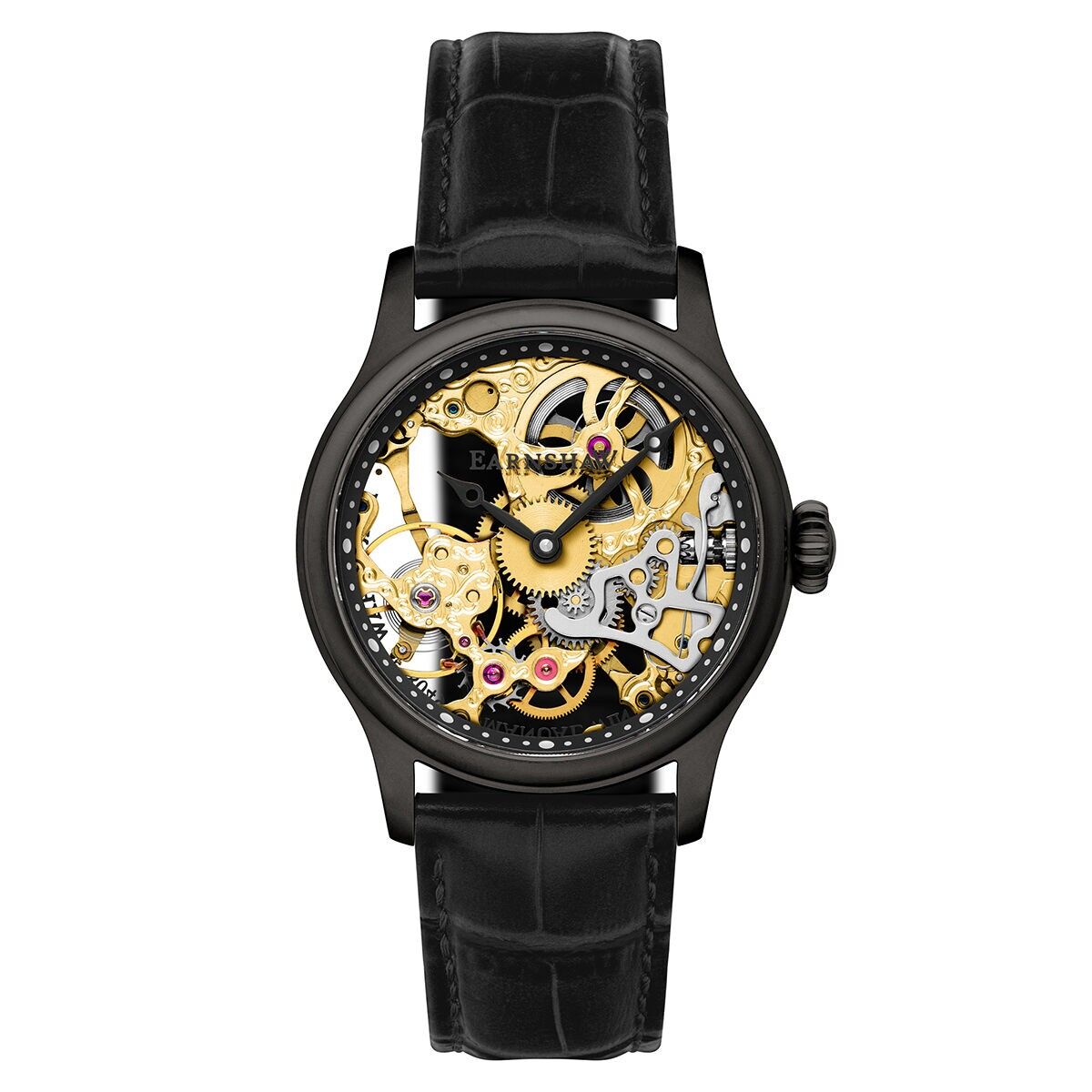 EARNSHAW – Bauer – ES-8049-08 – Orologio da uomo – Movimento meccanico – Cinturino in vera pelle nera