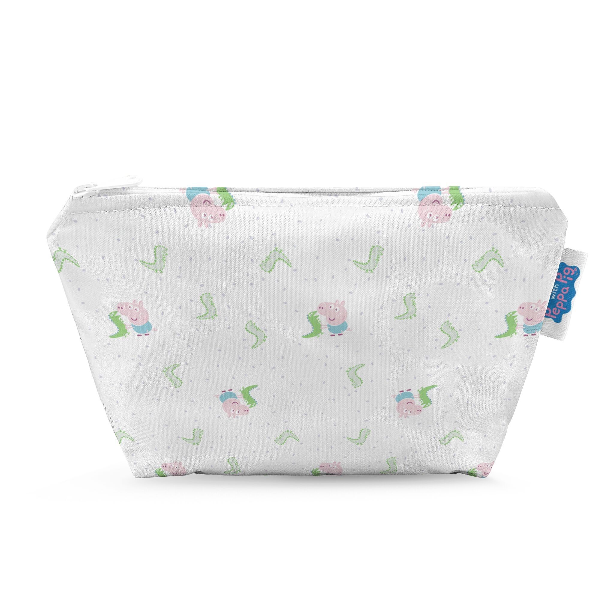 Sac à lingettes humides réutilisable Peppa Pig petit format - George et M.Dinosaure | Blanc