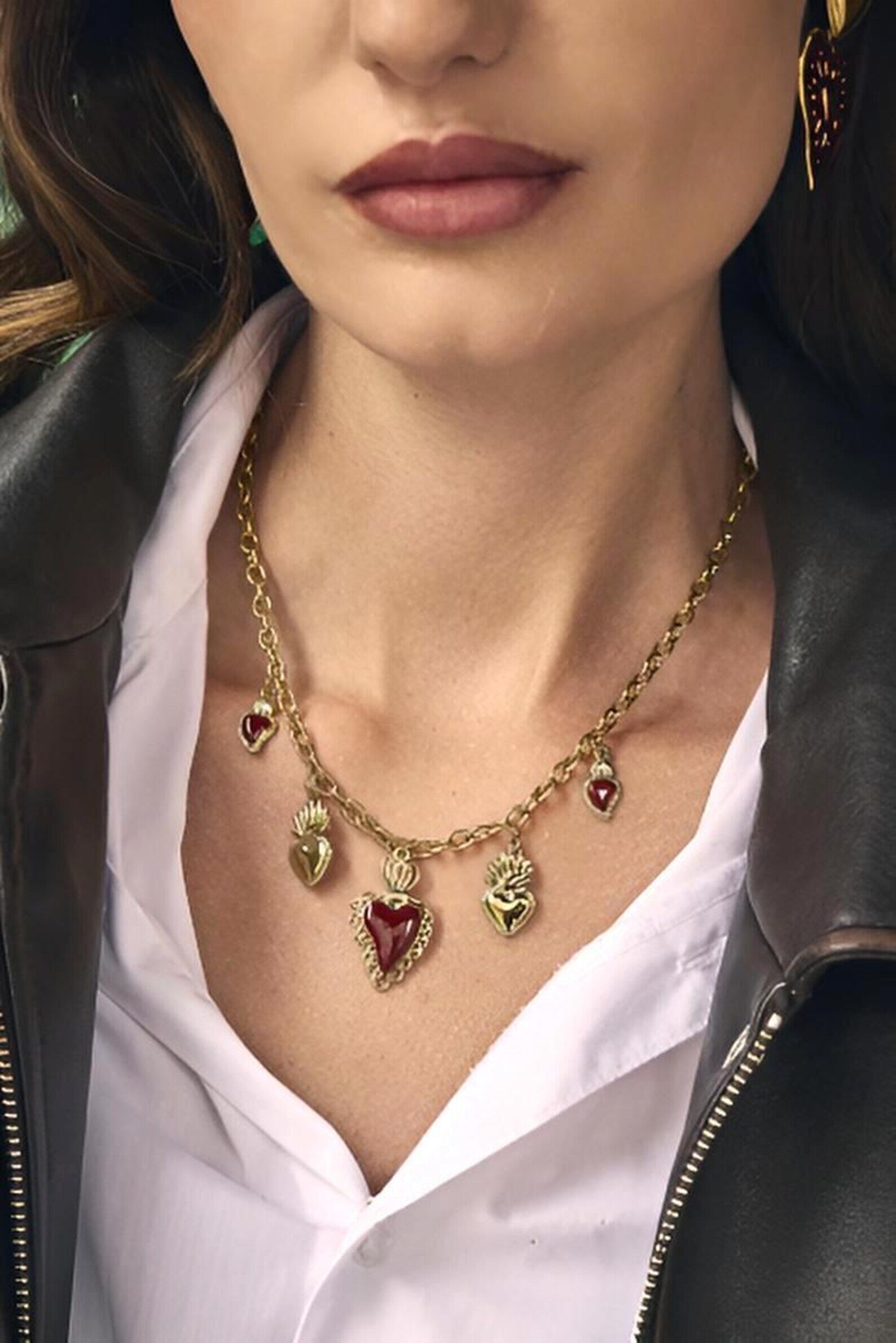 Collana con pendenti a forma di cuore Ex-Voto