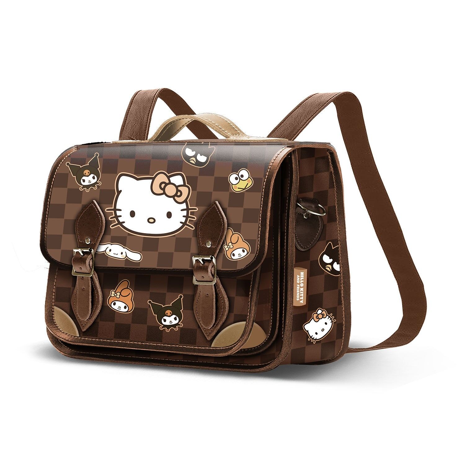 Zaino Hello Kitty Squares Satchel, marrone