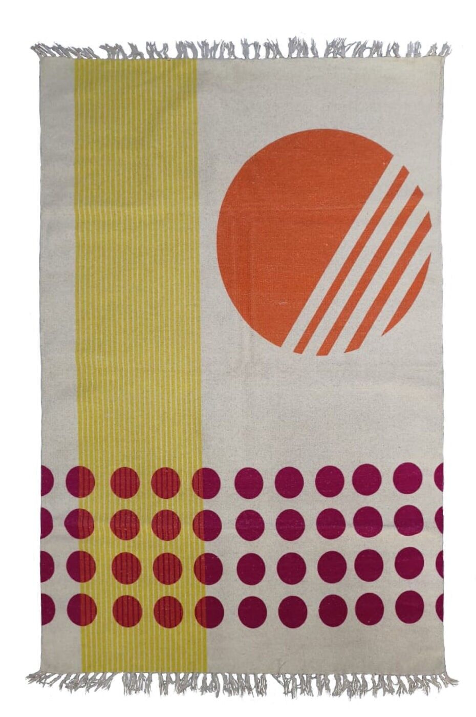 Tapis coton Lucas motif Géomtrique orange