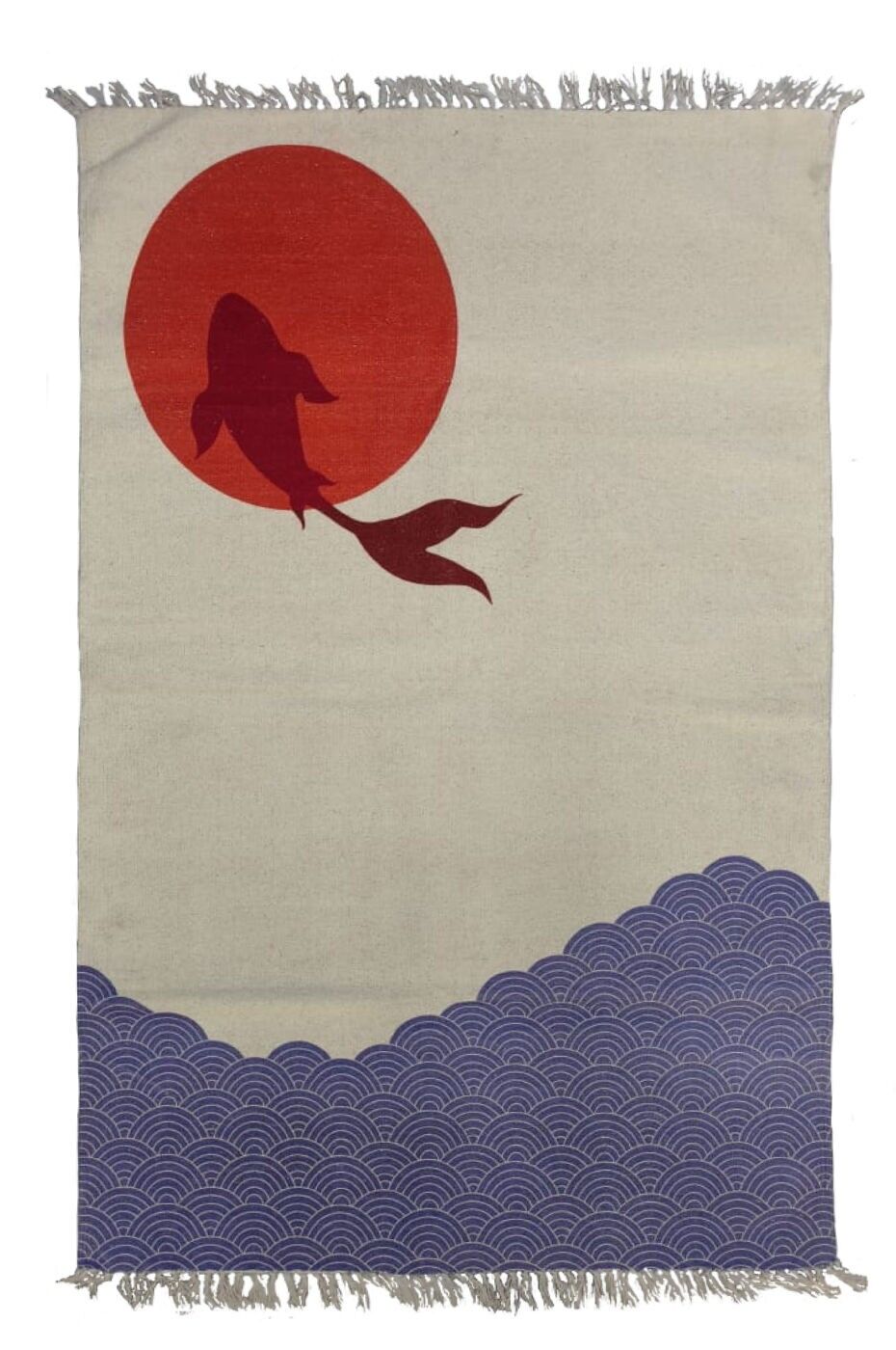 Tapis coton Lucas motif Poisson soleil rouge