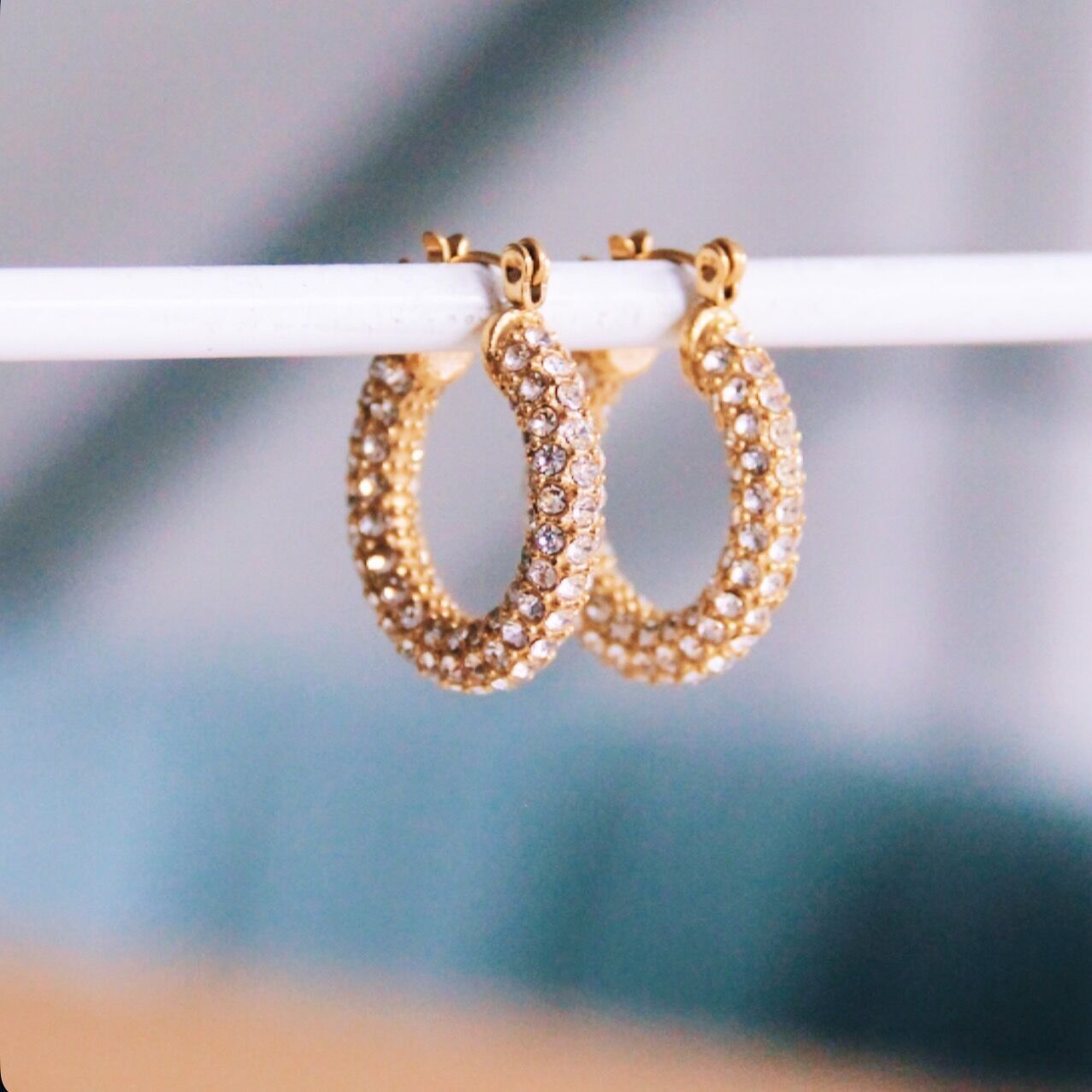 Orecchino in acciaio inossidabile 23mm 'cristallo' - oro