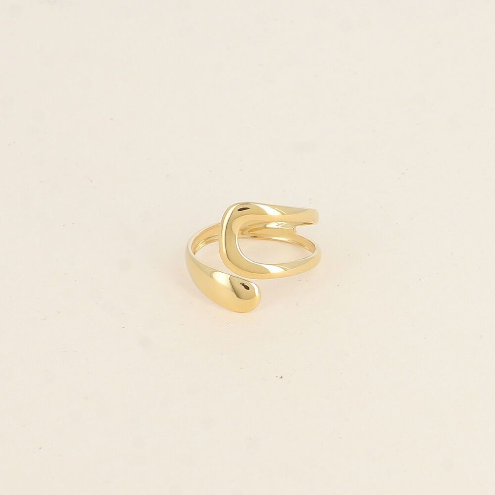 Anillo abierto: dos formas redondeadas, calado y sólido