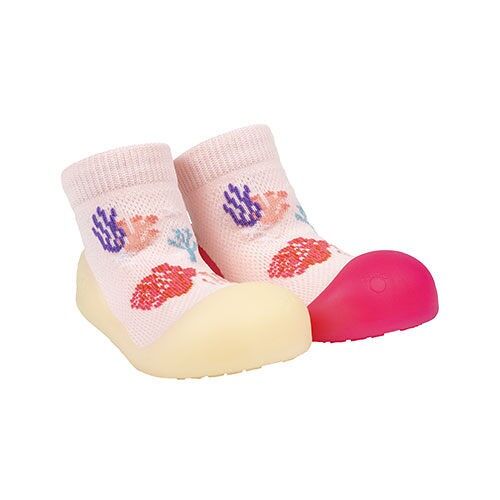 Korallenfarbene Chamäleon-Sommerschuhe für Babys, die im Sonnenlicht ihre Farbe ändern