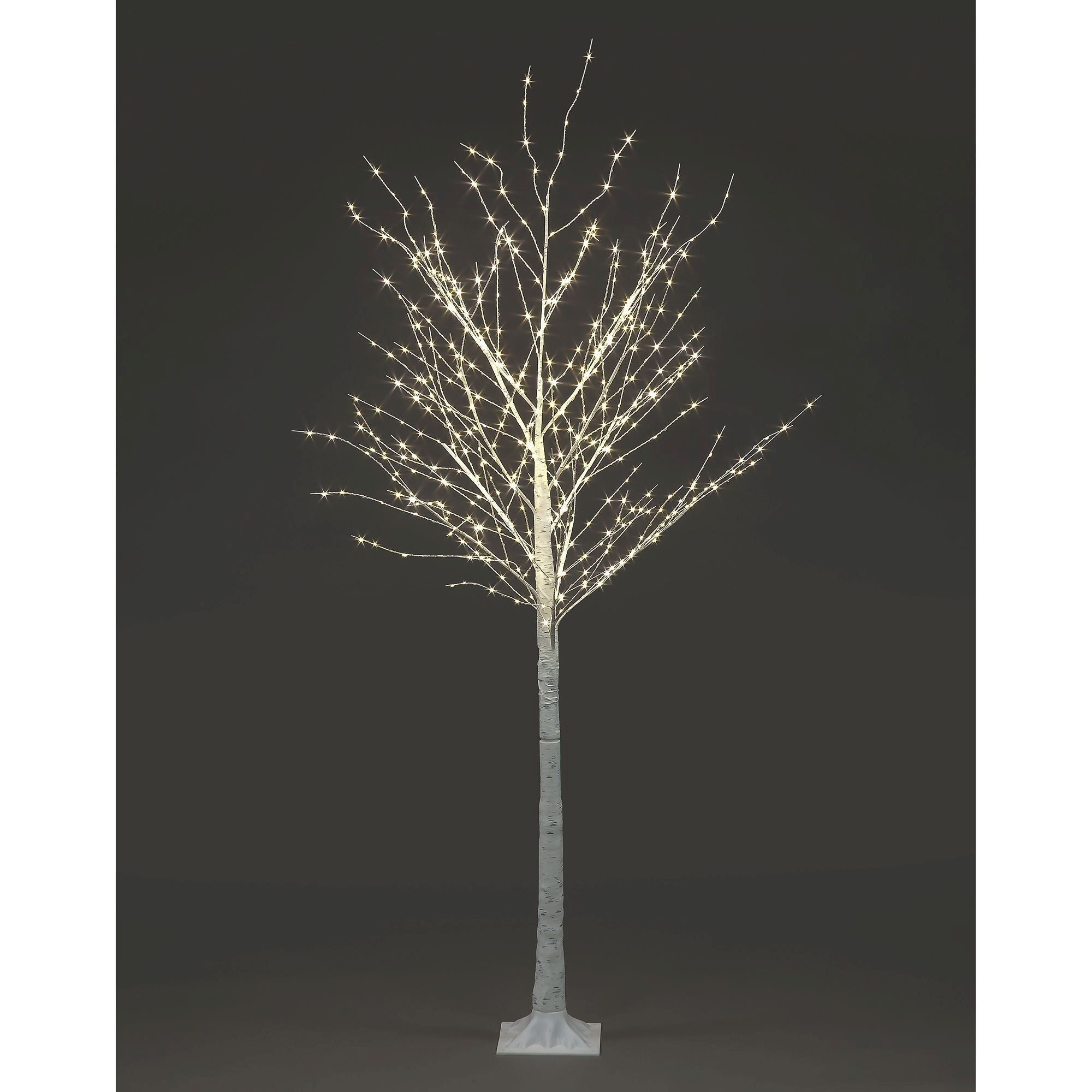 Albero di Natale a LED in betulla bianca da 150 cm/5 piedi con 300 LED statici bianchi caldi