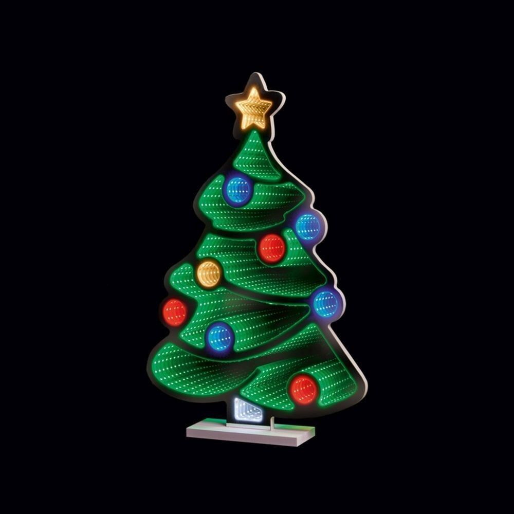 Specchio infinito per albero di Natale da 60 cm - Effetto luce LED bifacciale 3D multicolore