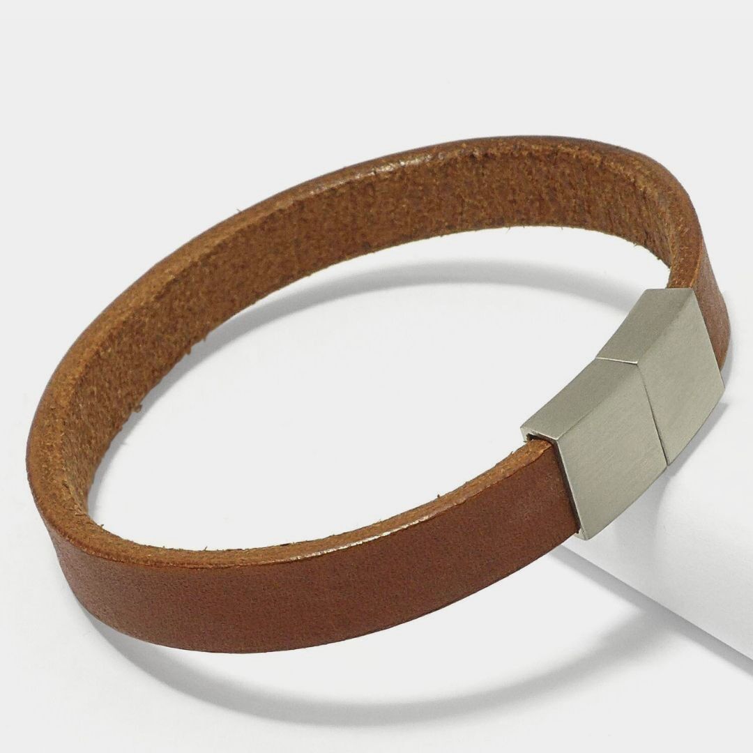 Leather Star ZM26 – Bracciale da uomo in pelle color cognac, intramontabile ed elegante