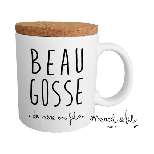Mug "Beau gosse de père en fils" avec son couvercle en liège