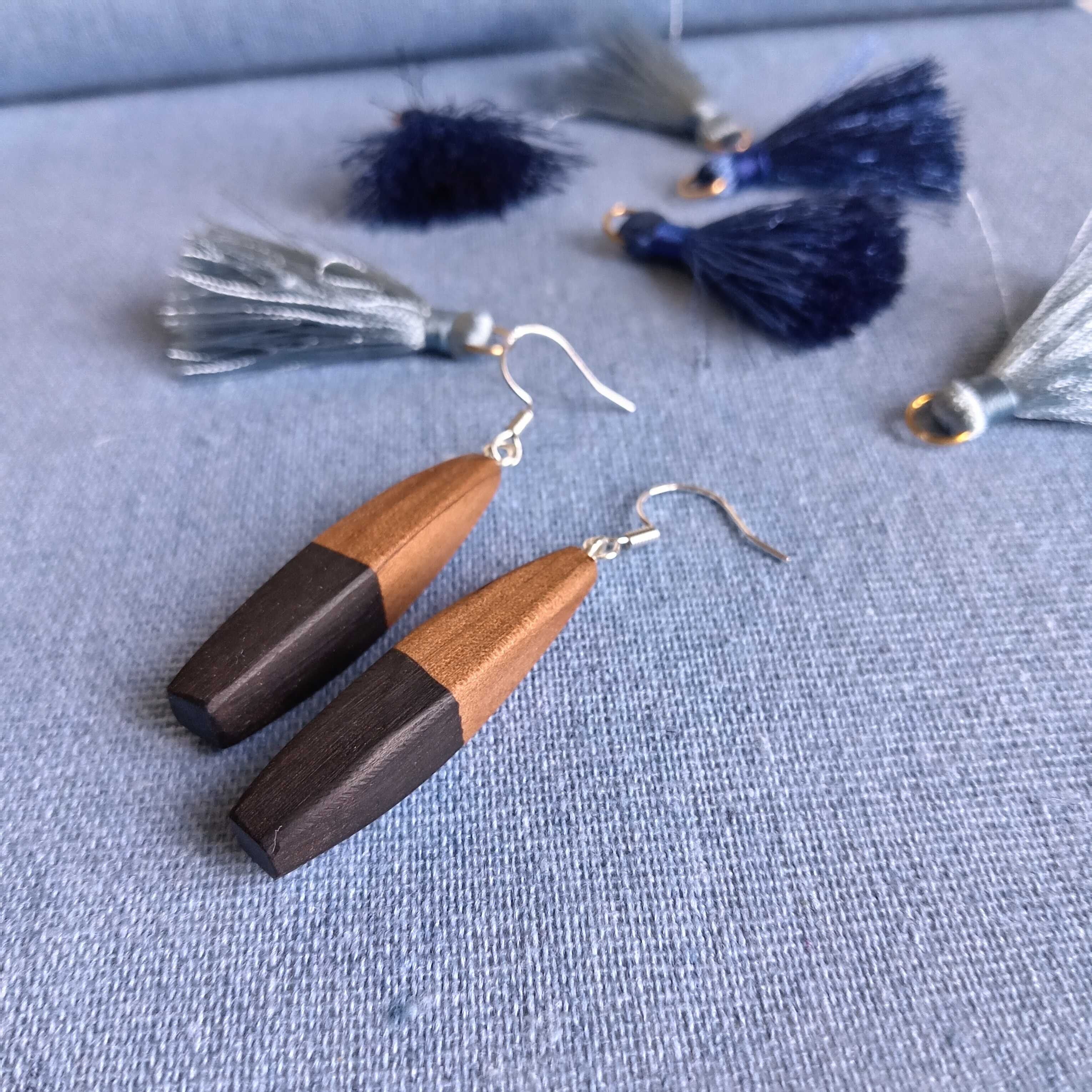 Two-tone wooden earrings