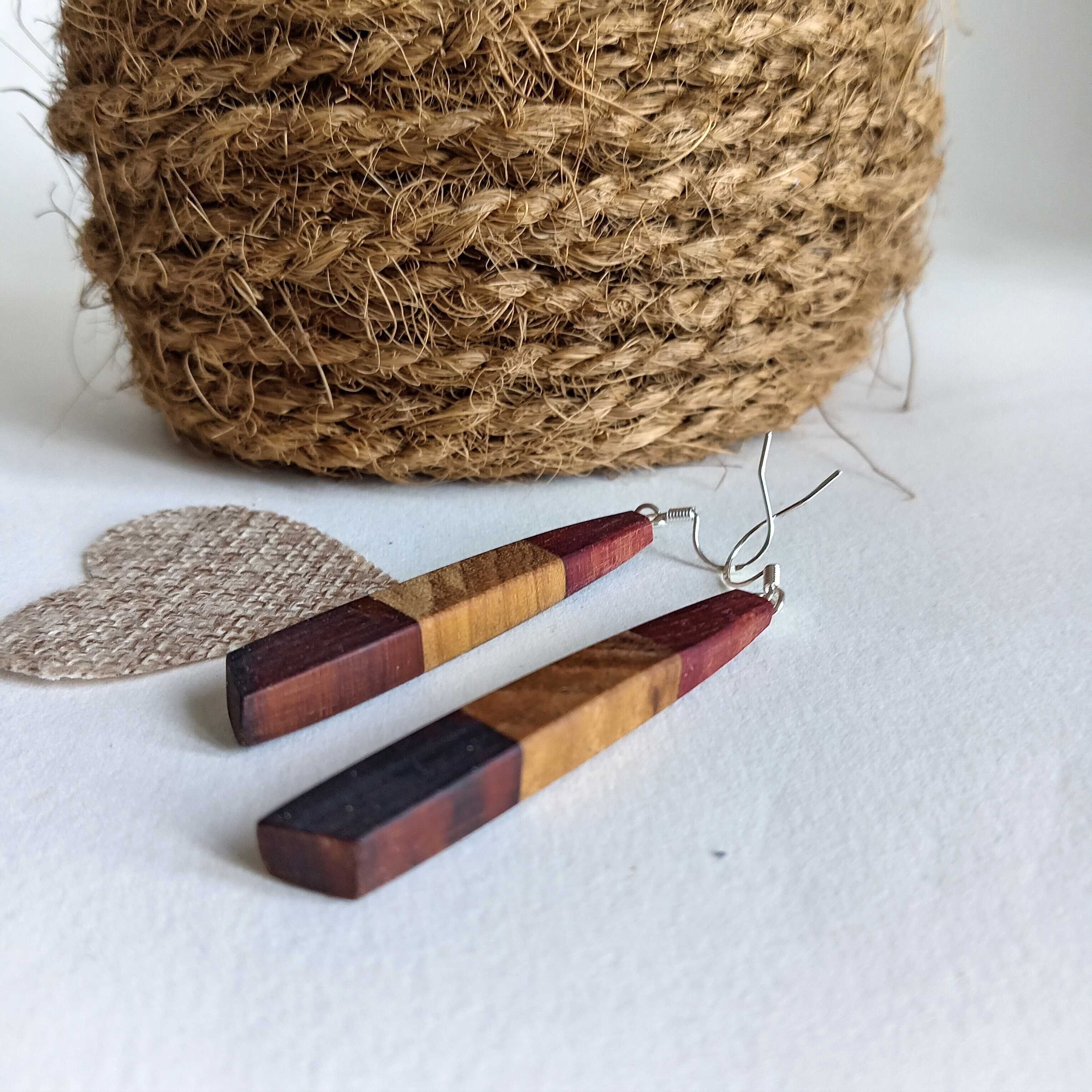 Multicolored wooden earrings