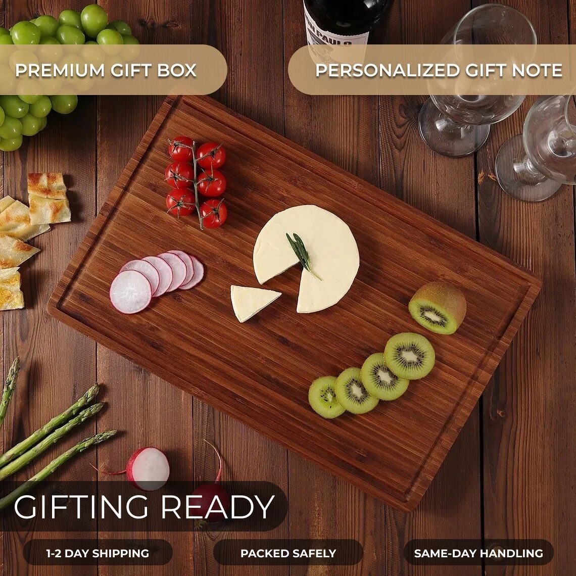 Tabla de cortar de bambú, tabla de embutidos grabada para bodas, regalo de Navidad personalizado, regalo para ella, regalo familiar, regalos para padres