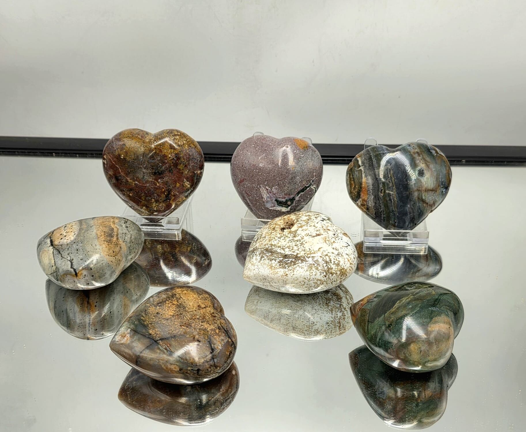 Grandi cuori di cristallo di diaspro oceanico 150-250 g