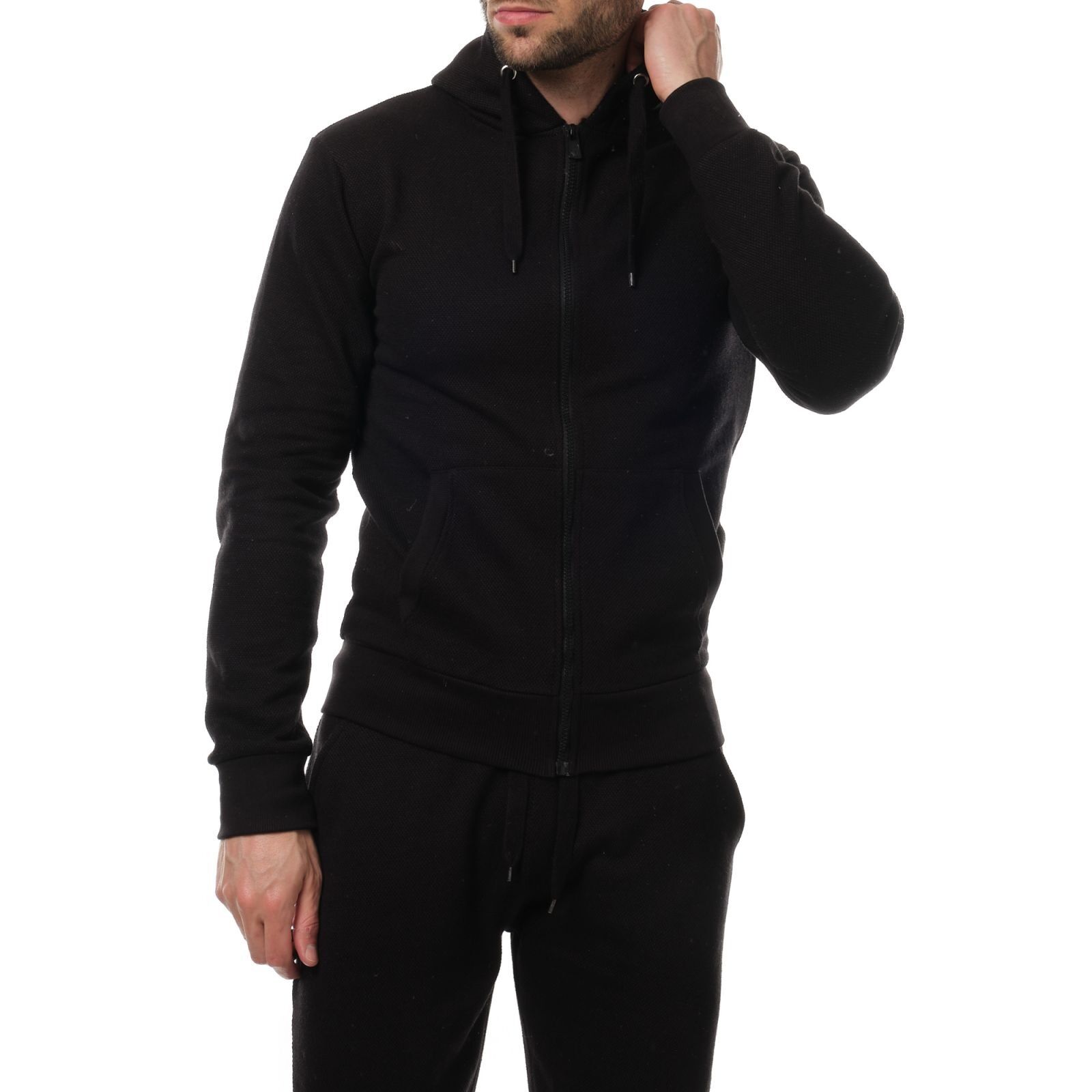 Chaleco polar con capucha negro RIXE - Paquete de 6 piezas (tallas surtidas)