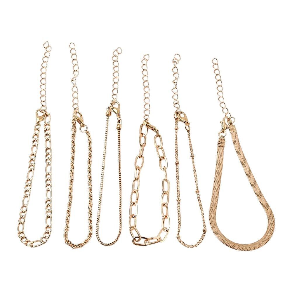 Kollektion vergoldeter Kettenarmbänder, 6 Ausführungen