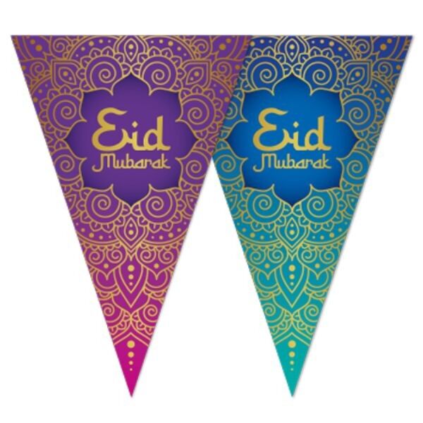 Wimpelgirlande 6 m 20 x 30 cm – Eid Mubarak