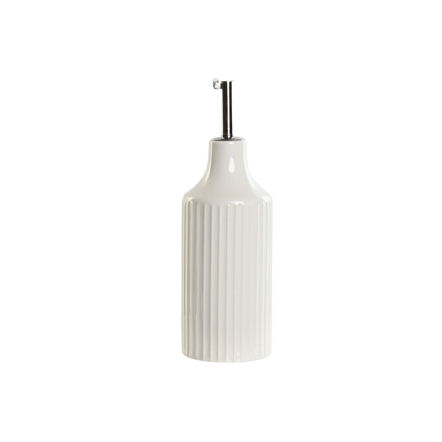 Distributeur d'huile en porcelaine, acier inoxydable, 7 x 7 x 22 cm, 350 ml, blanc, PC219171