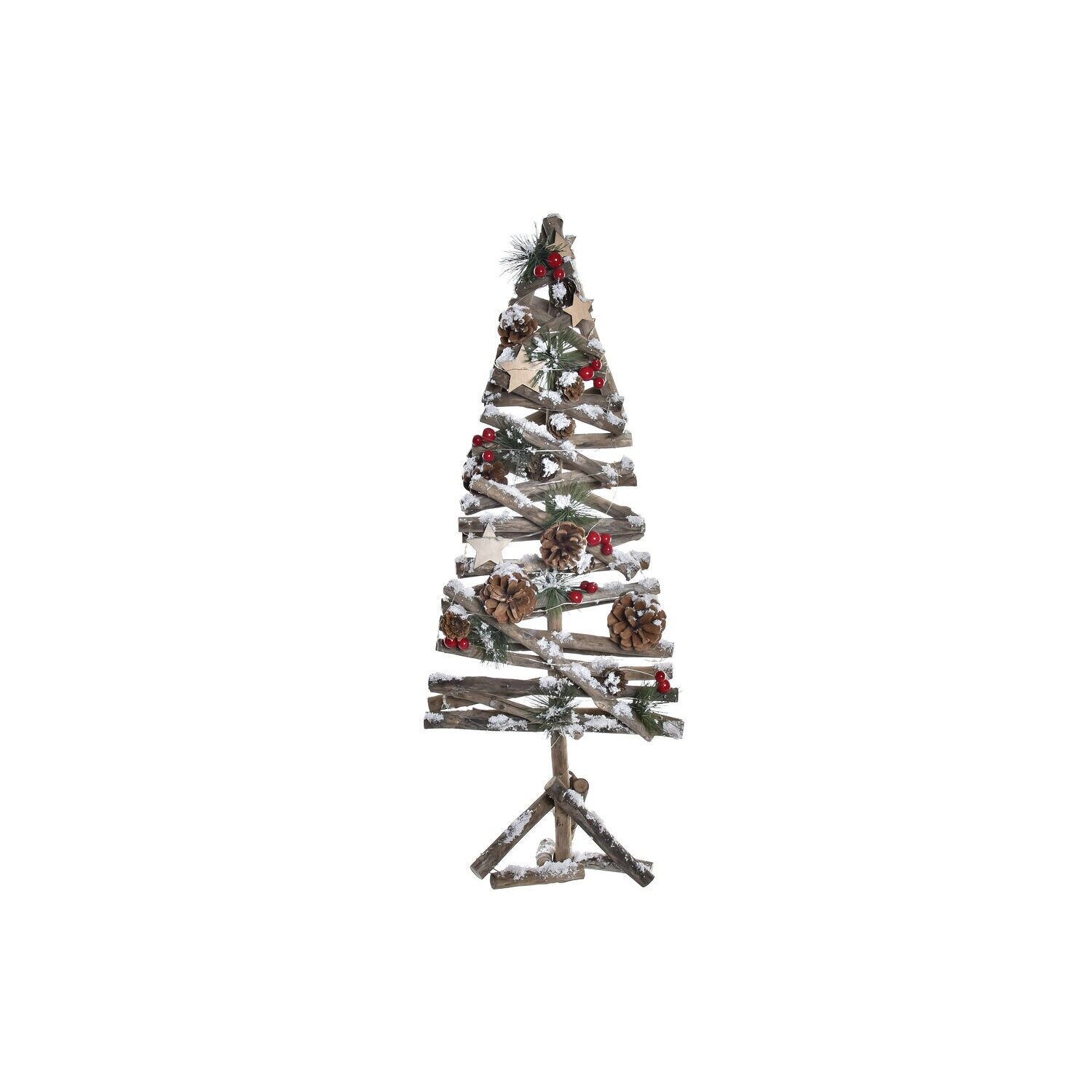 Wooden LED tree 28x28x70 snowy brown - Christmas decoration - NV198375