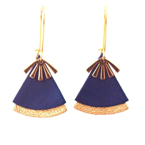 Boucles d'oreilles cuir bleu roi STELLA