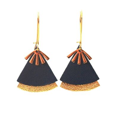 Boucles d'oreilles cuir noir STELLA