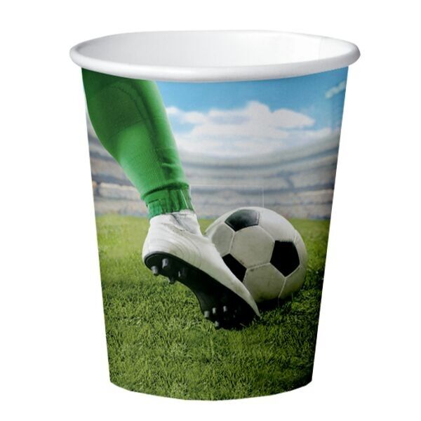 8 vasos de papel de 210 ml con certificación FSC - Fútbol