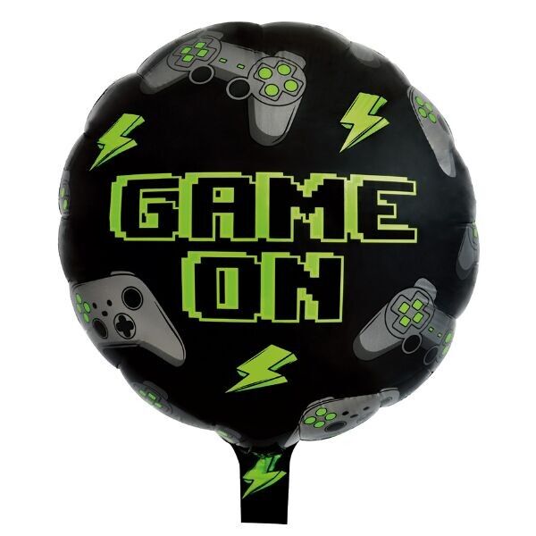 Globo de aluminio con la palabra "GAME ON" de 16 pulgadas, color negro - Juegos