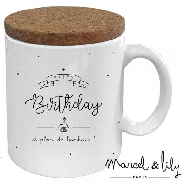 „Happy Birthday“-Becher mit Korkdeckel