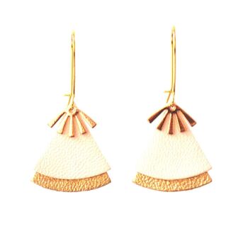 Boucles d'oreilles cuir blanc cassé STELLA 1