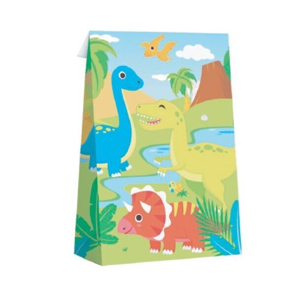 8 bolsas de papel para fiestas - Dinosaurio