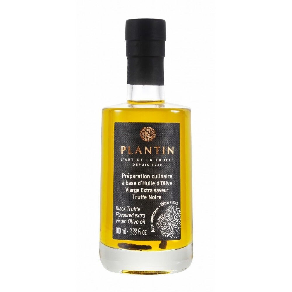 Extra virgin olive oil flavored with black truffle and pieces - 100ml