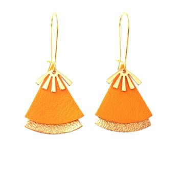 Boucles d'oreilles cuir jaune moutarde modèle STELLA 1