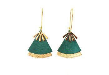 Boucles d'oreilles cuir vert vif STELLA 1