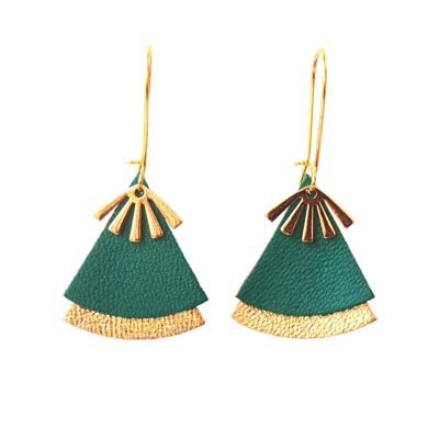 Boucles d'oreilles cuir vert vif STELLA