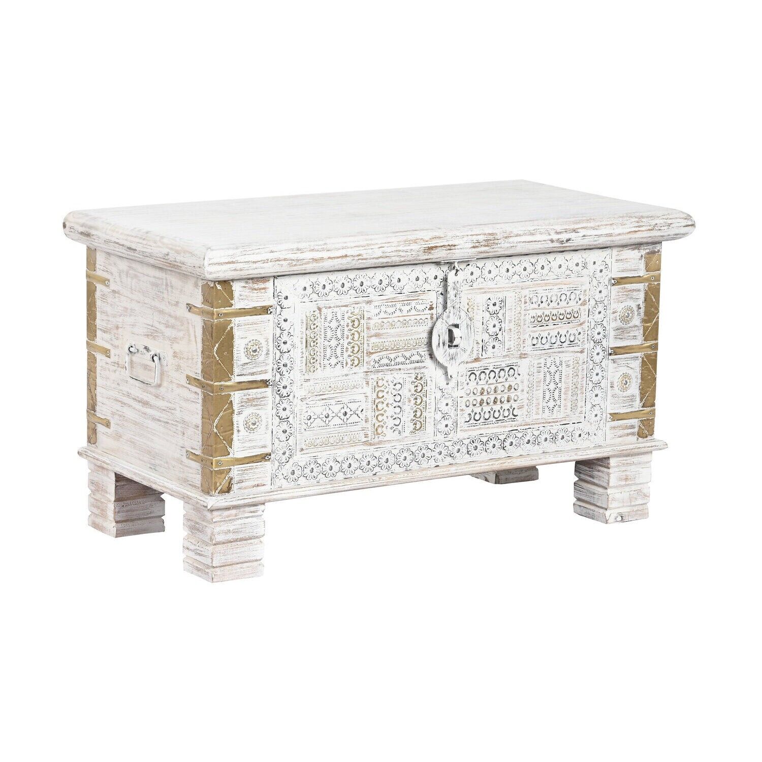 Coffre avec poignée en métal 80x40x45 16,20 blanc MB204331