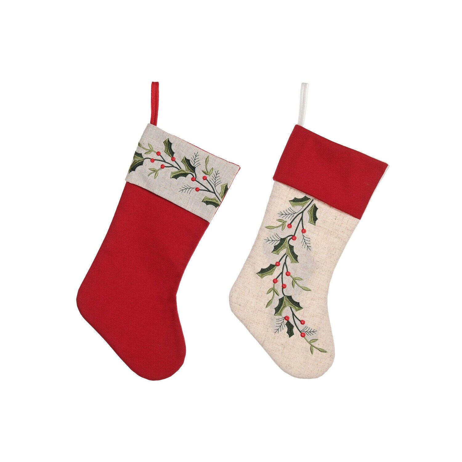Chaussettes en polyester 25 x 2 x 50 cm, 2 modèles assortis - Décoration de Noël - NV220671
