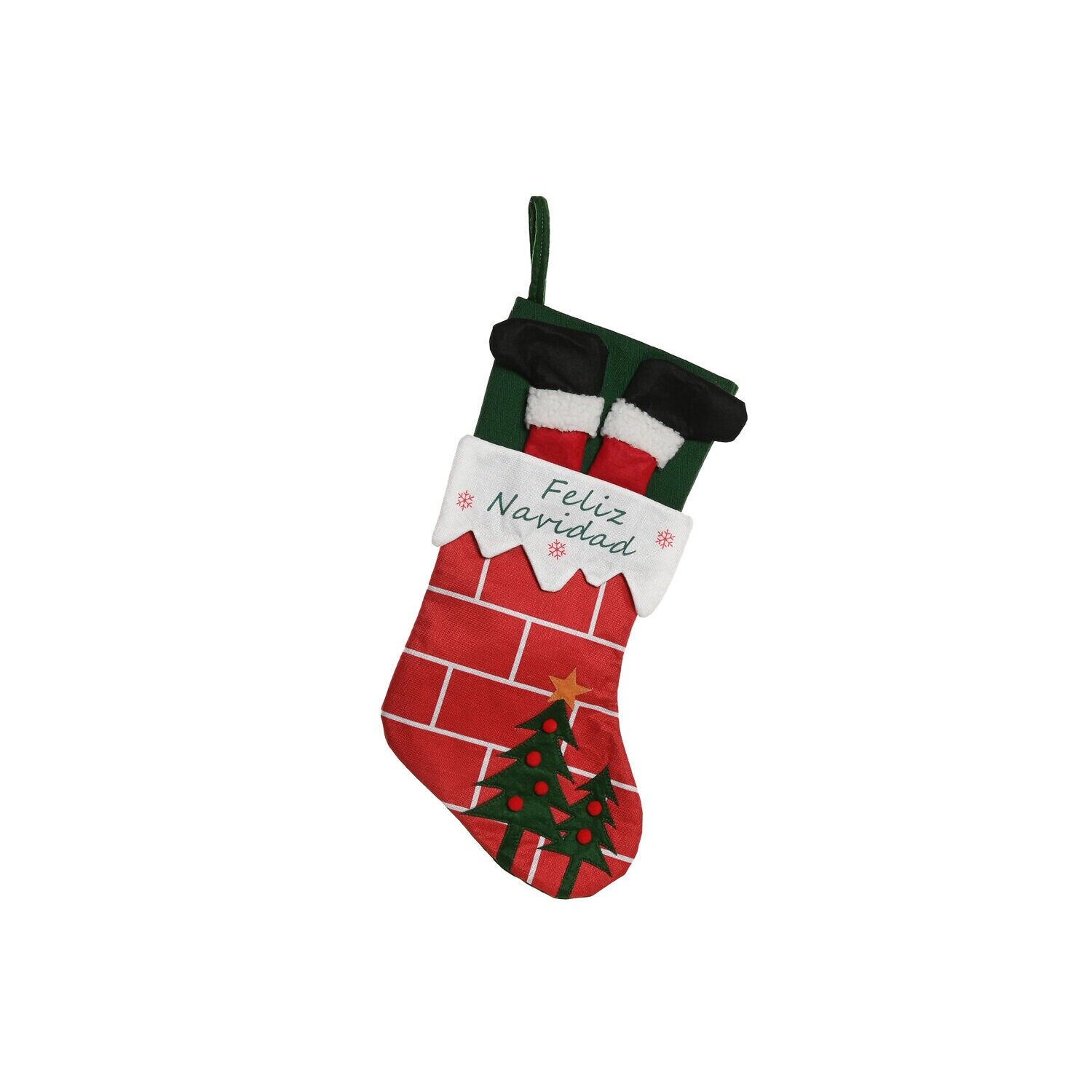 Chaussette en polyester rouge 28 x 2 x 50 cm - Décoration de Noël - NV220674