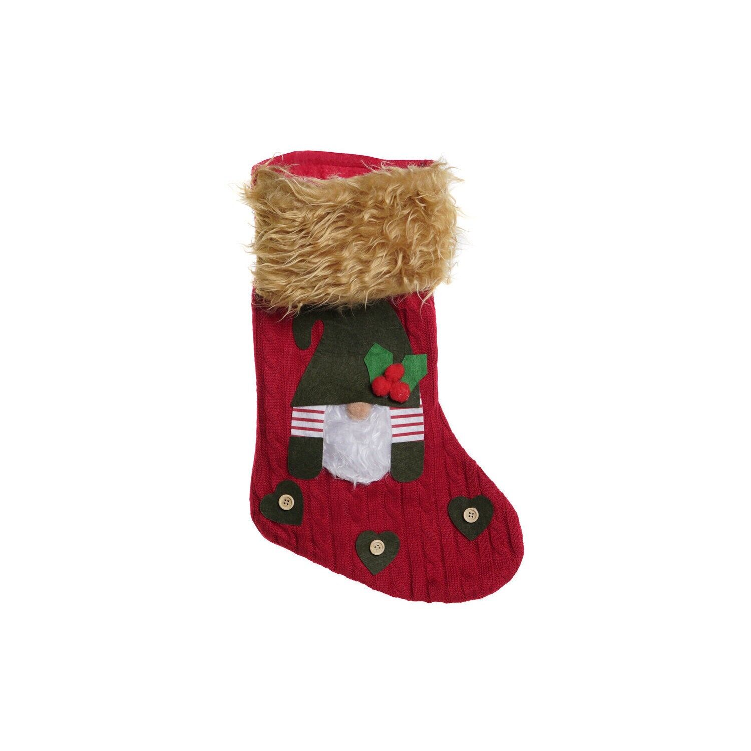 Chaussette en polyester rouge 28x3x50 cm - Décoration de Noël - NV207248